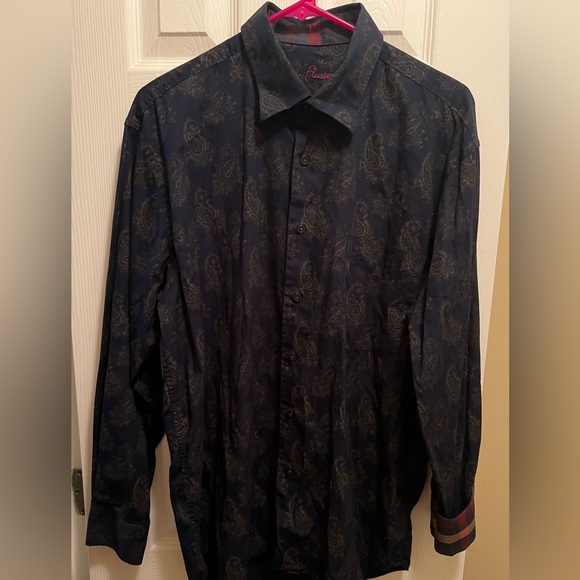 Alan Flusser Blue Paisley Button Up~ Men’s Large - Picture 1 of 6